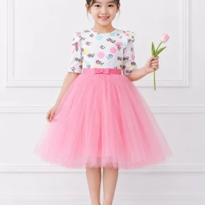Toy Balloon Kids Girls Pink Tulle Tutu Dress with Printed Bodice